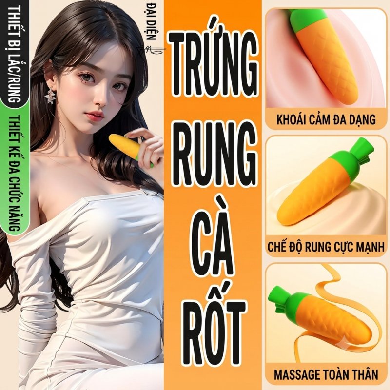 Trứng rung nguỵ trang hình củ cà rốt máy rung tình yêu mini nhỏ gọn 