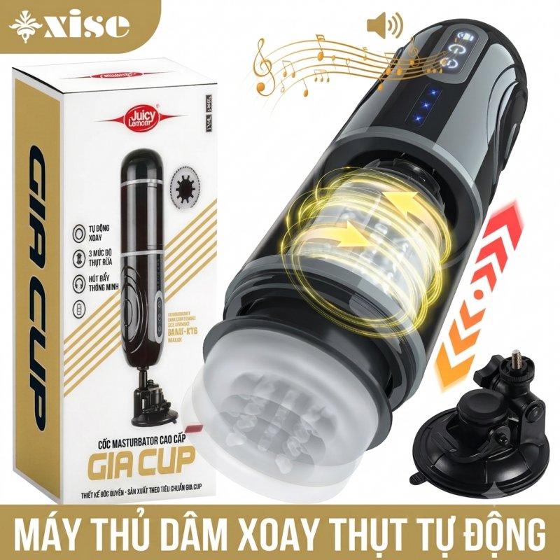 Máy thủ dâm Xise Gia Cup rung thụt tự động xoay 360 độ đế gắn tường 