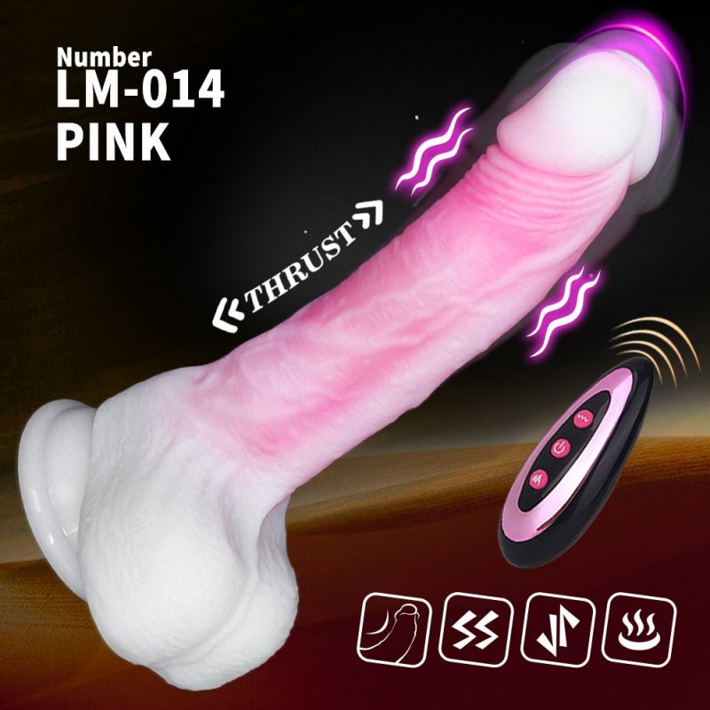 Dương vật giả Jelly Vibrating Dildo LM-014 rung thụt làm ấm silicon thạch hồng siêu mềm 