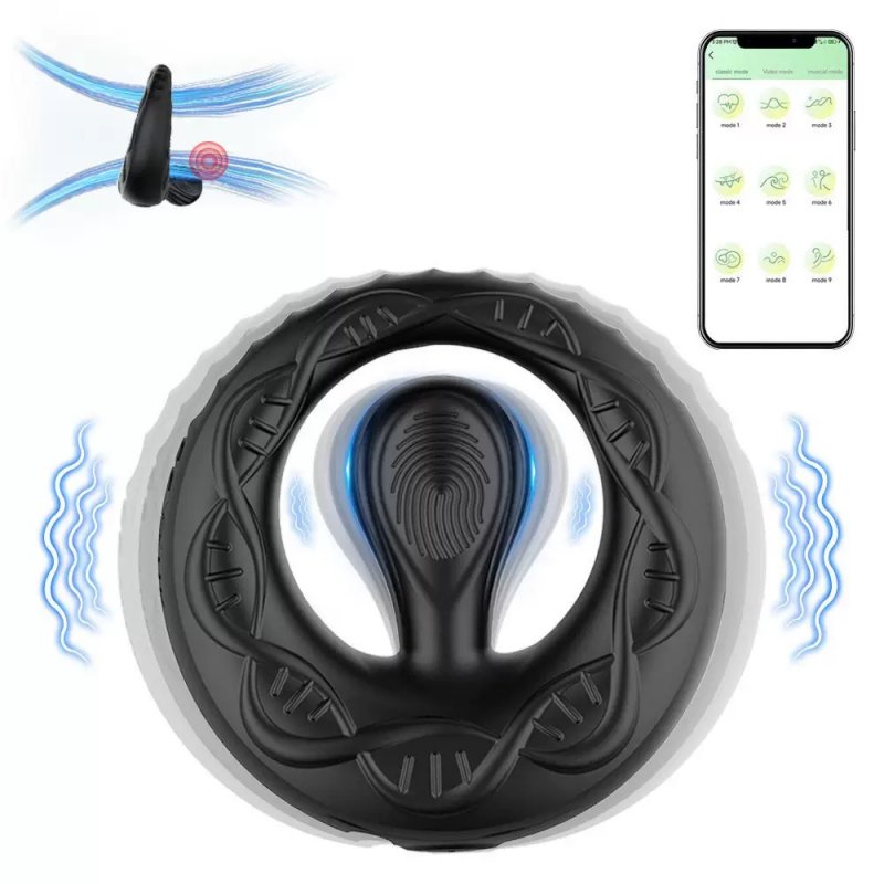 Vòng đeo dương vật kèm lưỡi rung điều khiển qua app điện thoại 