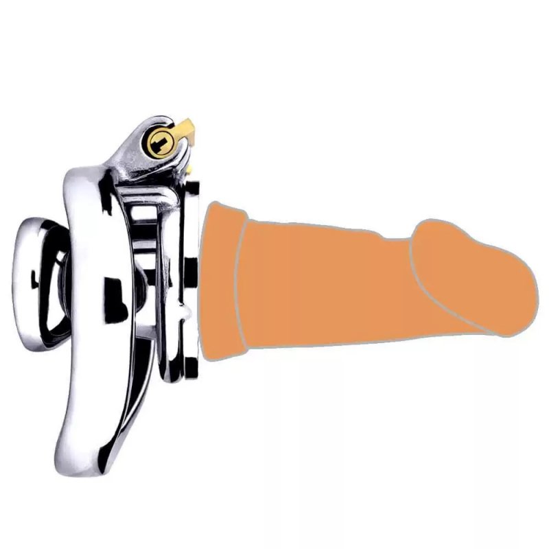 Lồng Khóa Chastity Thép Không Gỉ Kèm Dương Vật Silicone Tháo Rời - Đủ Size 40/45/50/53mm Có Lỗ Đi Tiểu 