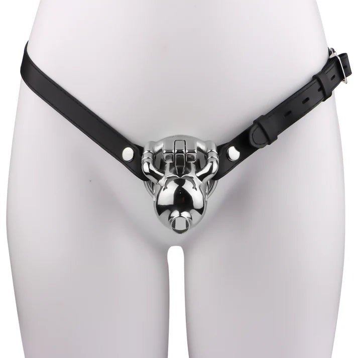Lồng Khoá Chastity Nam Inox 304 Cao Cấp - Khóa Trinh Tiết Có Đai Đeo Hông 