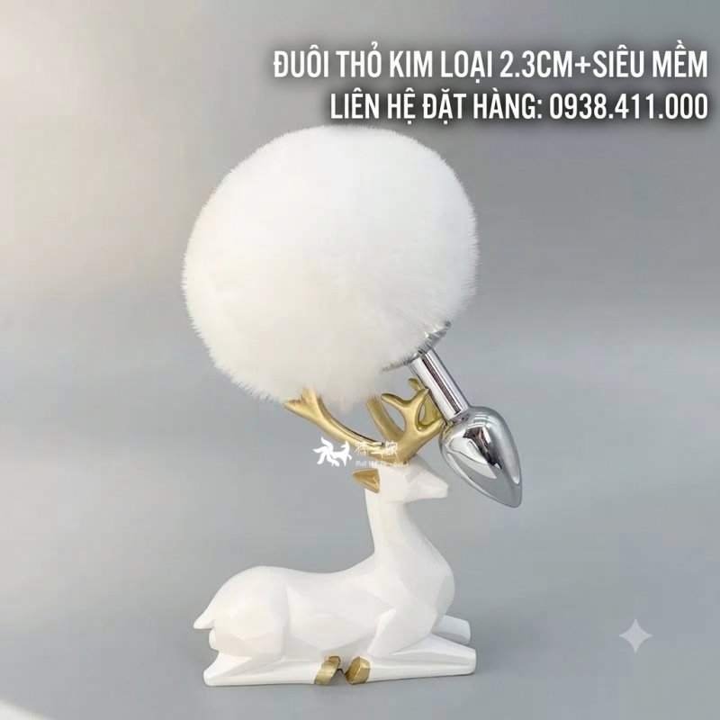 Đuôi thỏ inox cắm hậu môn kích thước nhỏ 2.3cm anal plug cho người mới chơi 