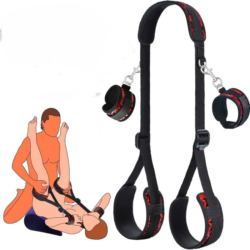 Bộ dây trói còng tay chân cao cấp sex bondage màu đỏ vân kim cương 